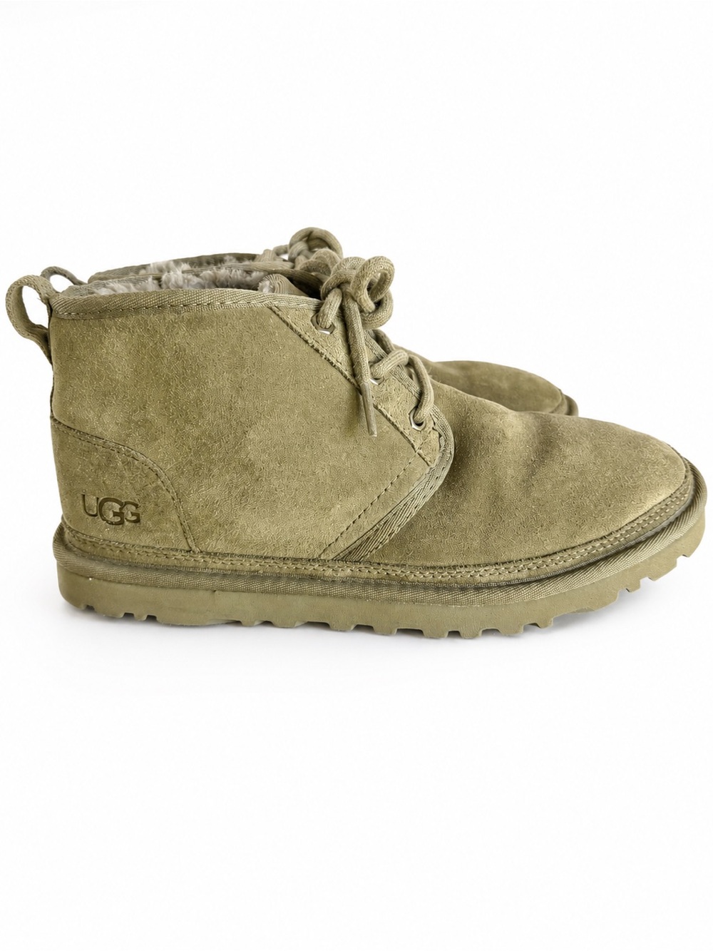 UGG Suede Lace Up Ankle‎ Boots Womens Size 9 Green Lined Chukka